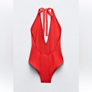 Red Halter One-Piece Swimsuit